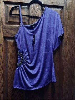 Bwear Purple One-Shoulder Studded Waist Tank Top